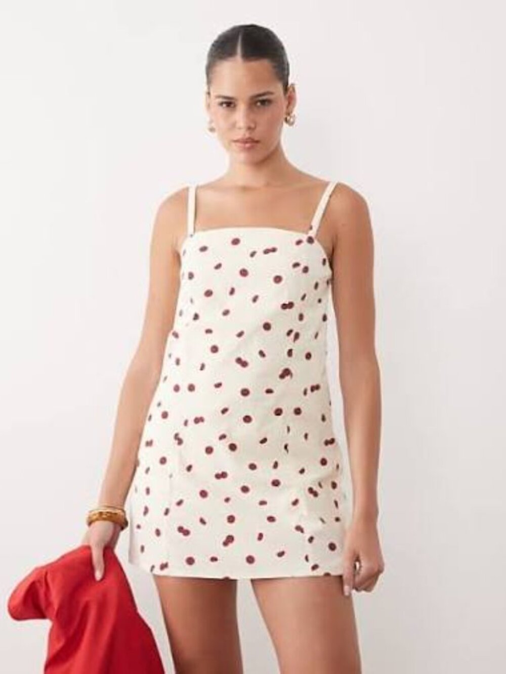 Abercrombie & Fitch 90s Tomato Print Square Neck Mini Dress NWT